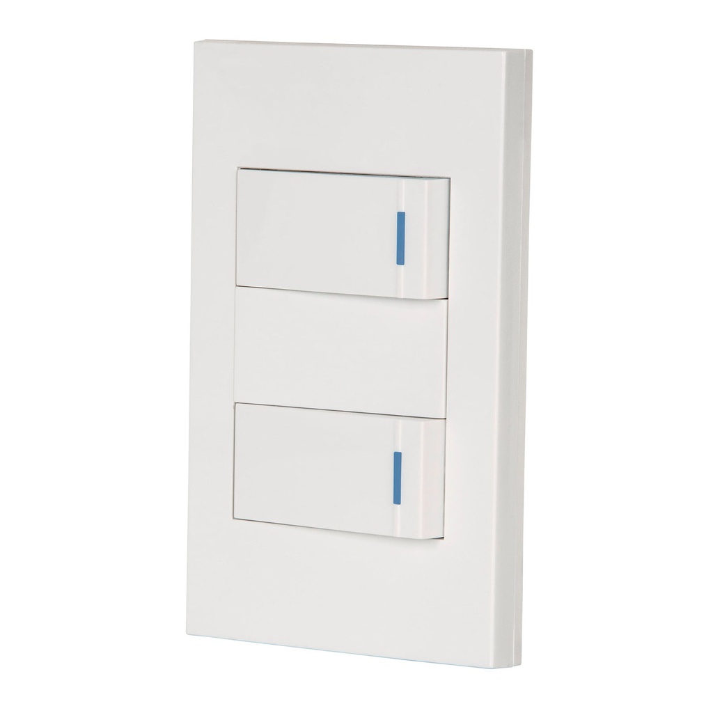 Placa armada 2 interruptores, 1 modulo, Española, blanco