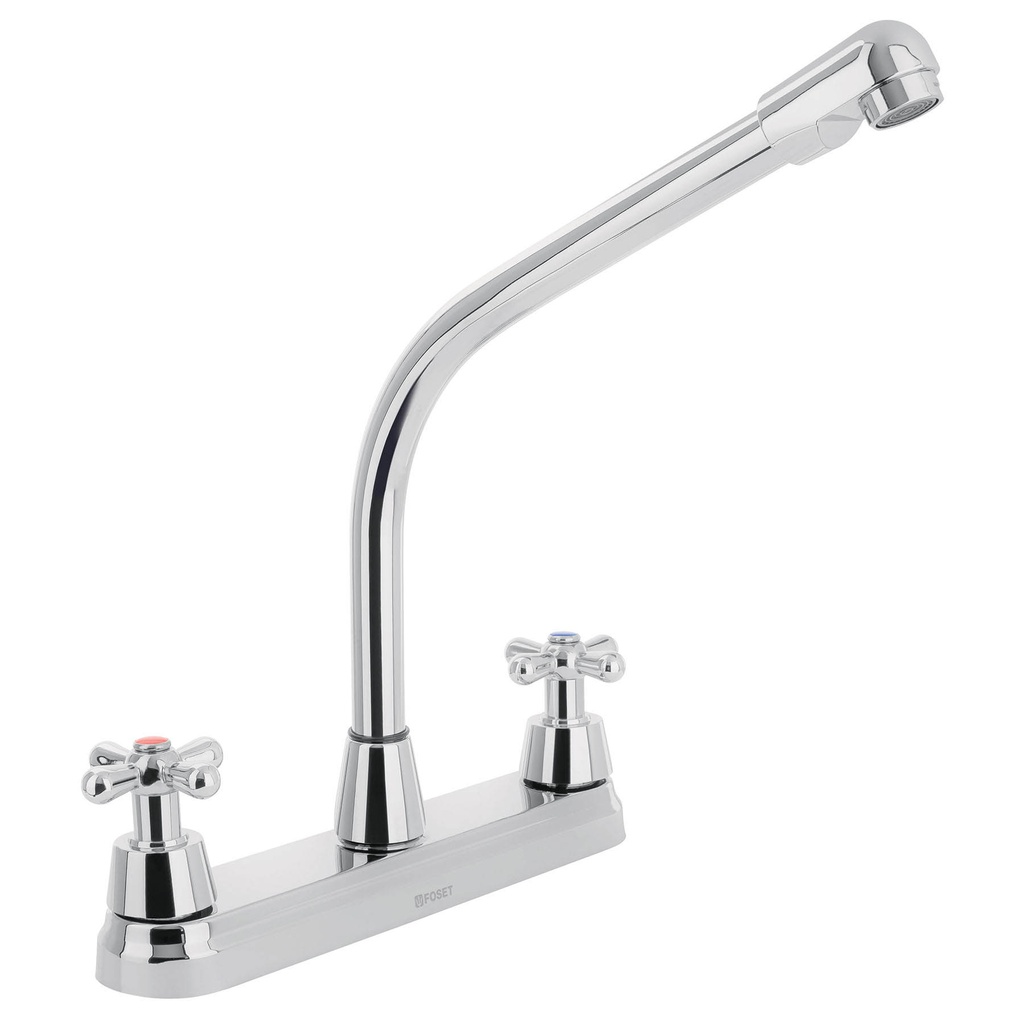 Mezcladora inox 8' p/fregadero, cuello cobra, cruceta, Aqua