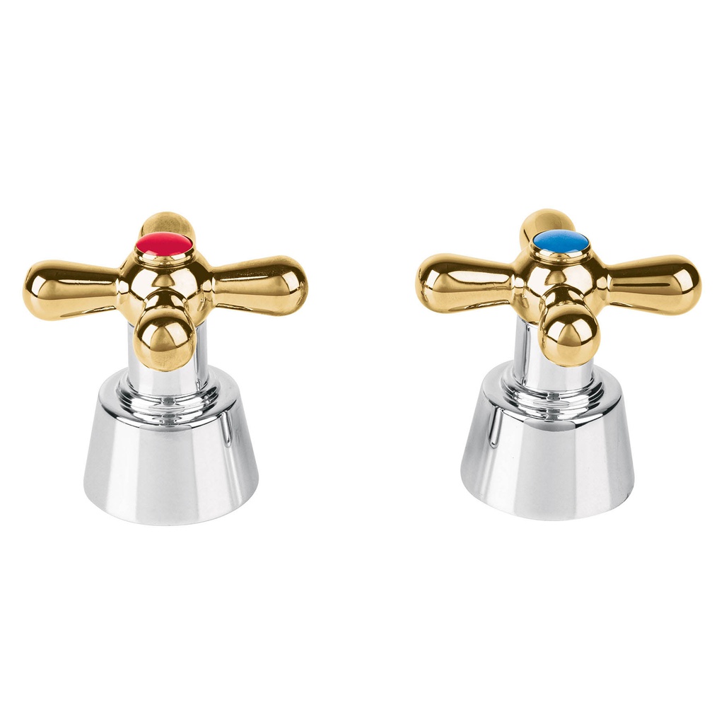 Juego de manerales de cruceta p/lav-fregadero,cromo oro,Aqua