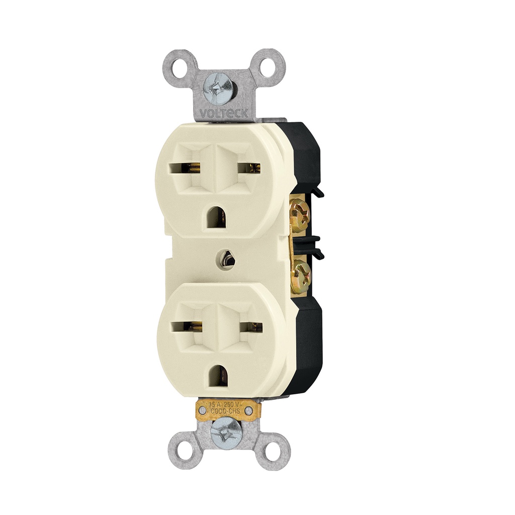 Contacto duplex, cara de chino, Standard, marfil, Volteck