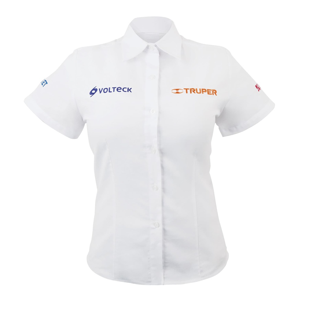 Camisa manga corta para mujer, blanca, G, Truper
