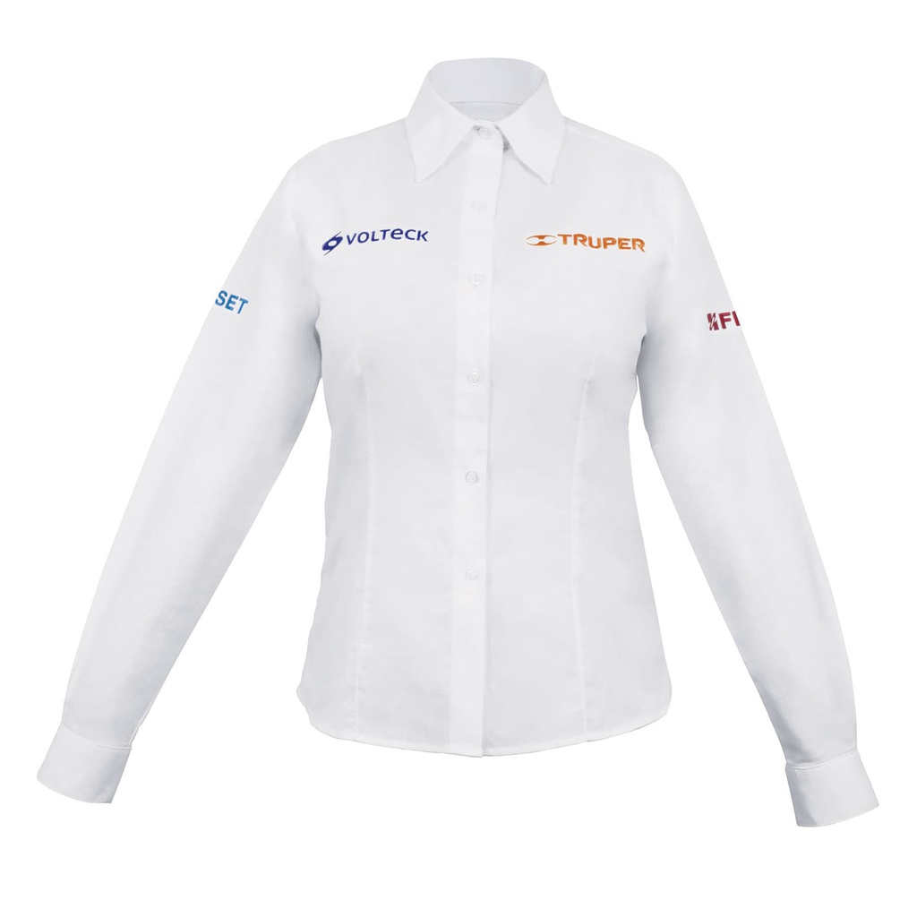Camisa manga larga para mujer, blanca, M, Truper
