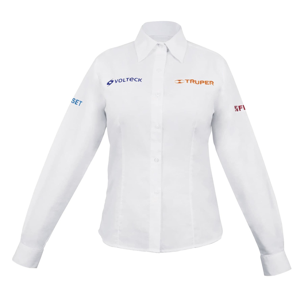 Camisa manga larga para mujer, blanca, G, Truper