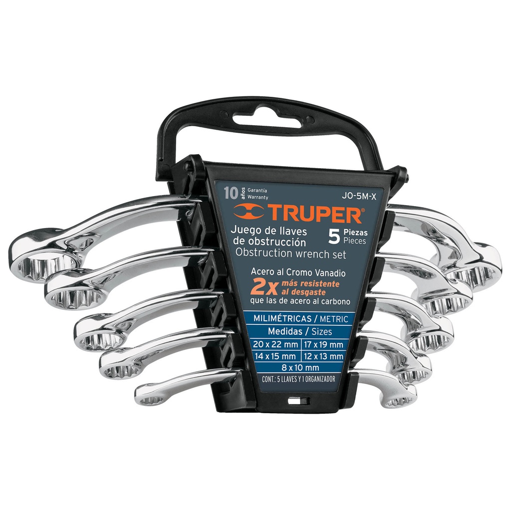 Juego de 5 llaves pulidas de obstruccion en 'C' mm, Truper