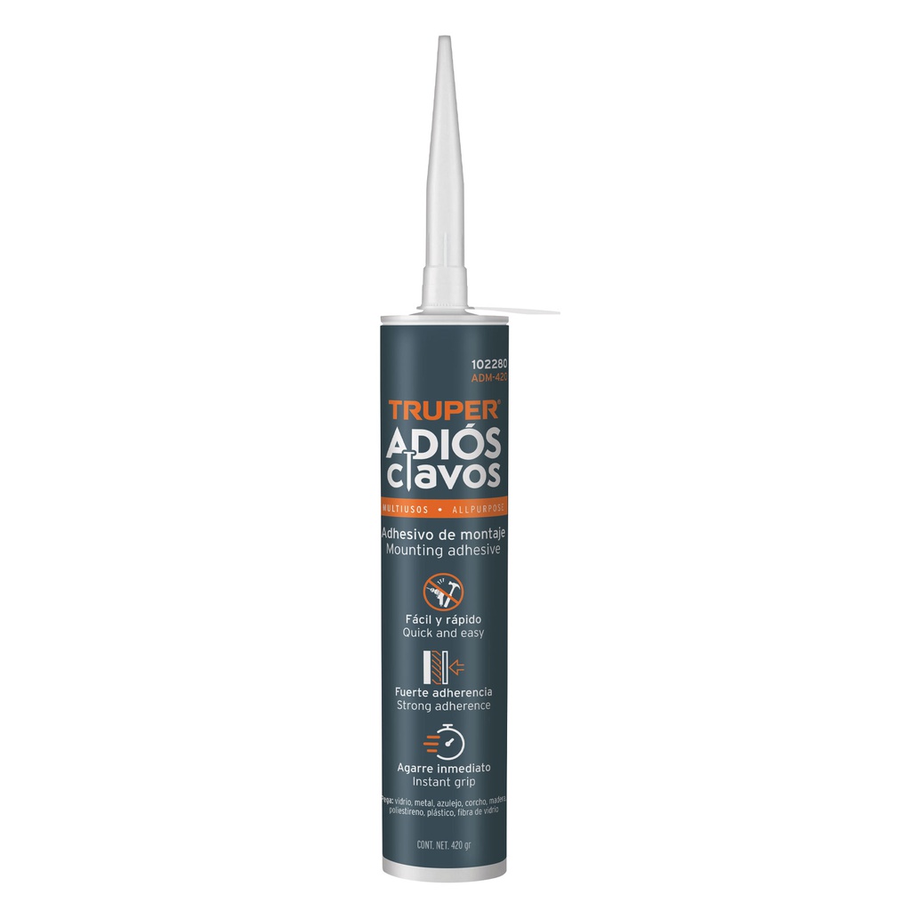 Adhesivo de montaje Adios clavos, 420 g, Truper