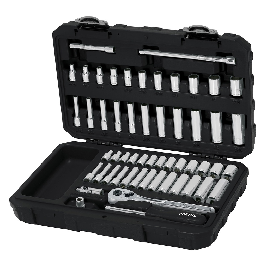Juego de 54 herramientas cuadro 1/4' std y mm para mecanico