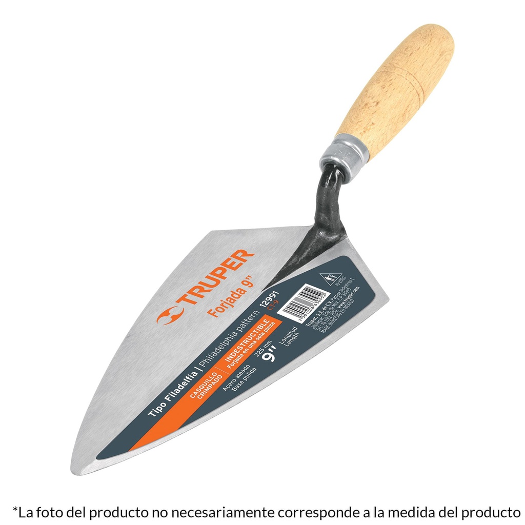 Cuchara para albañil 12' forjada tipo Filadelfia, Truper
