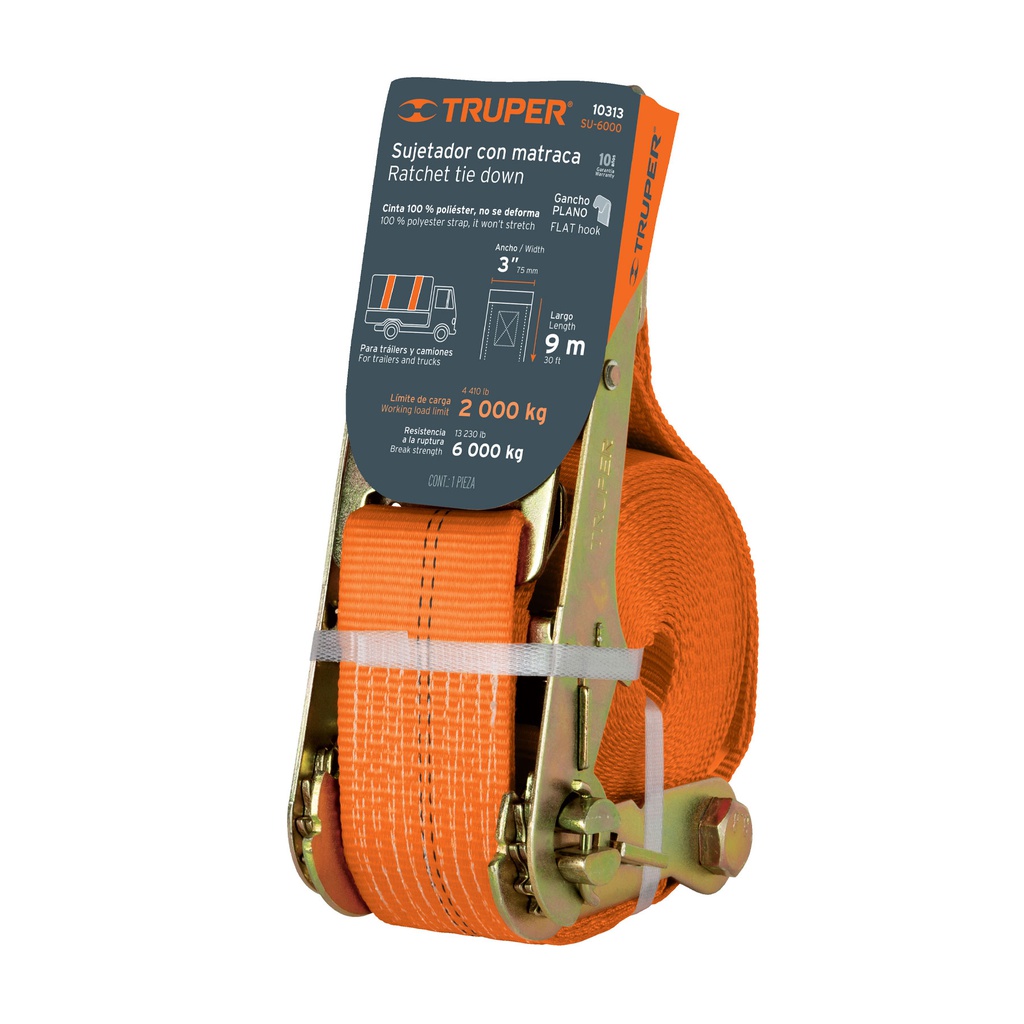 Sujetador con matraca carga maxima 6000 kg, Truper