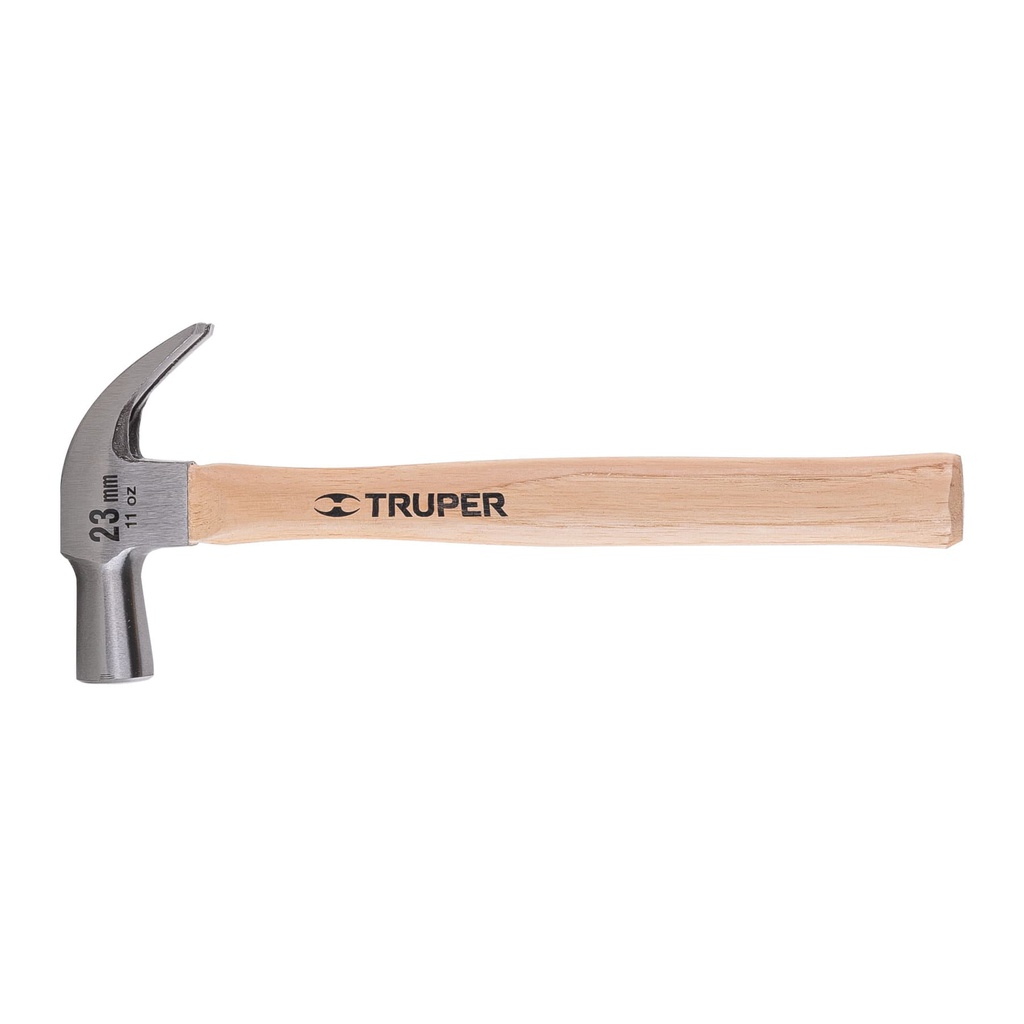 Martillo cabeza conica 23 mm uña curva, mango madera, Truper