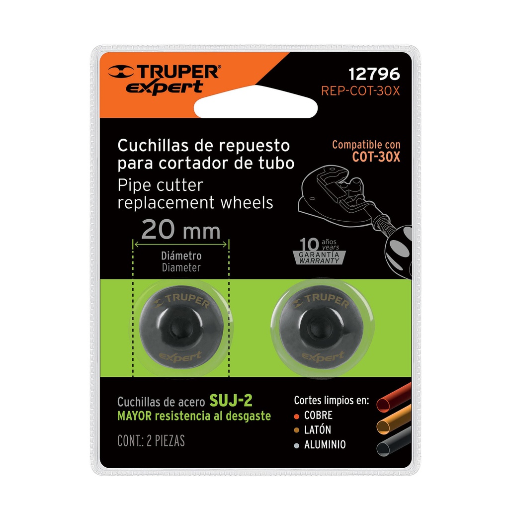 Blister con 2 cuchillas para cortador de tubo COT-30X
