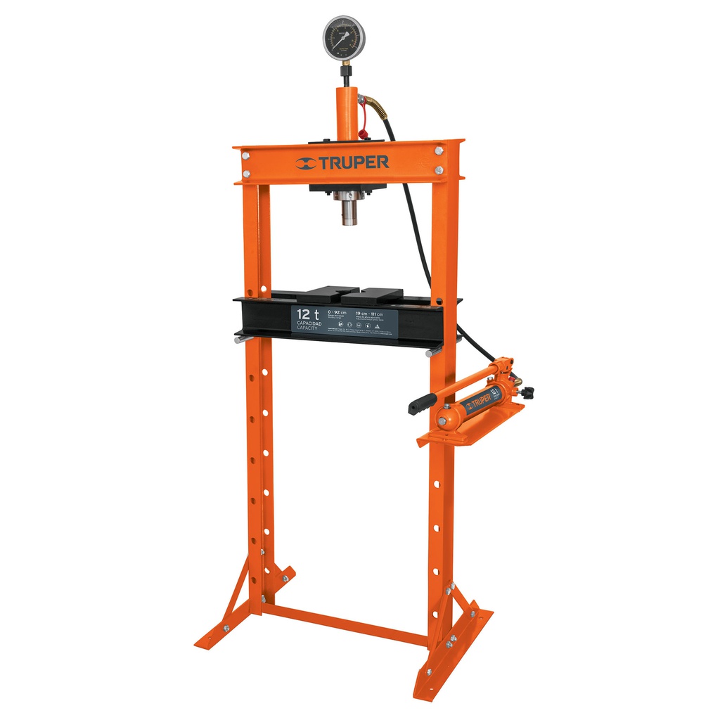Prensa hidraulica tipo 'H' de 12 ton, con piston, Truper