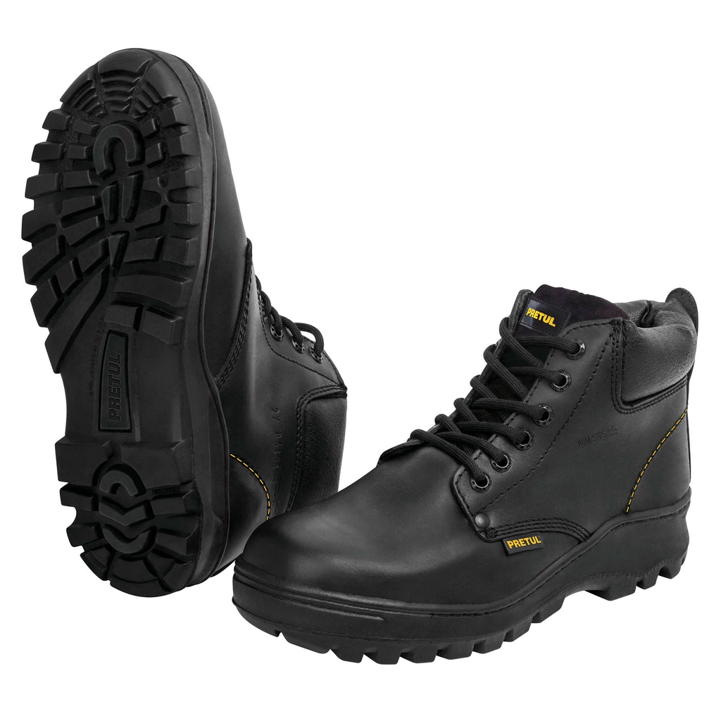 Bota de seguridad negra, #24 con casquillo de acero, Pretul