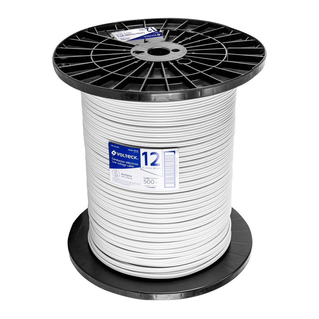 Metro de CABLE  duplex 12 AWG, carrete 500 m, Volteck