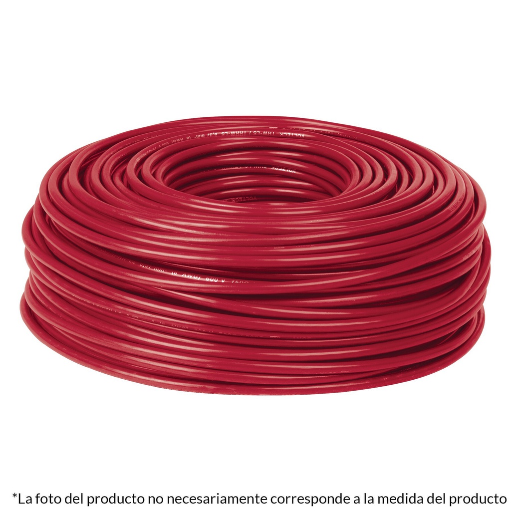Rollo de 100 metros de cable THW CCA 8 AWG rojo, Basic