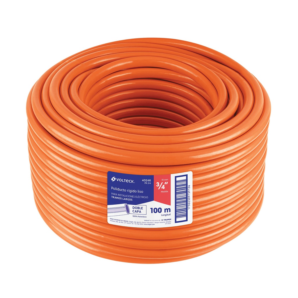 Metro de poliducto 3/4' rigido, rollo con 100 metros