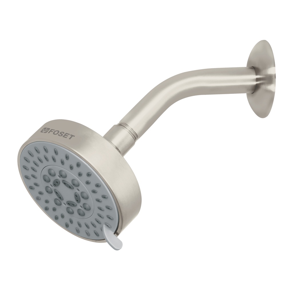 Regadera satin 4'con 5 funciones, con brazo, Foset Element