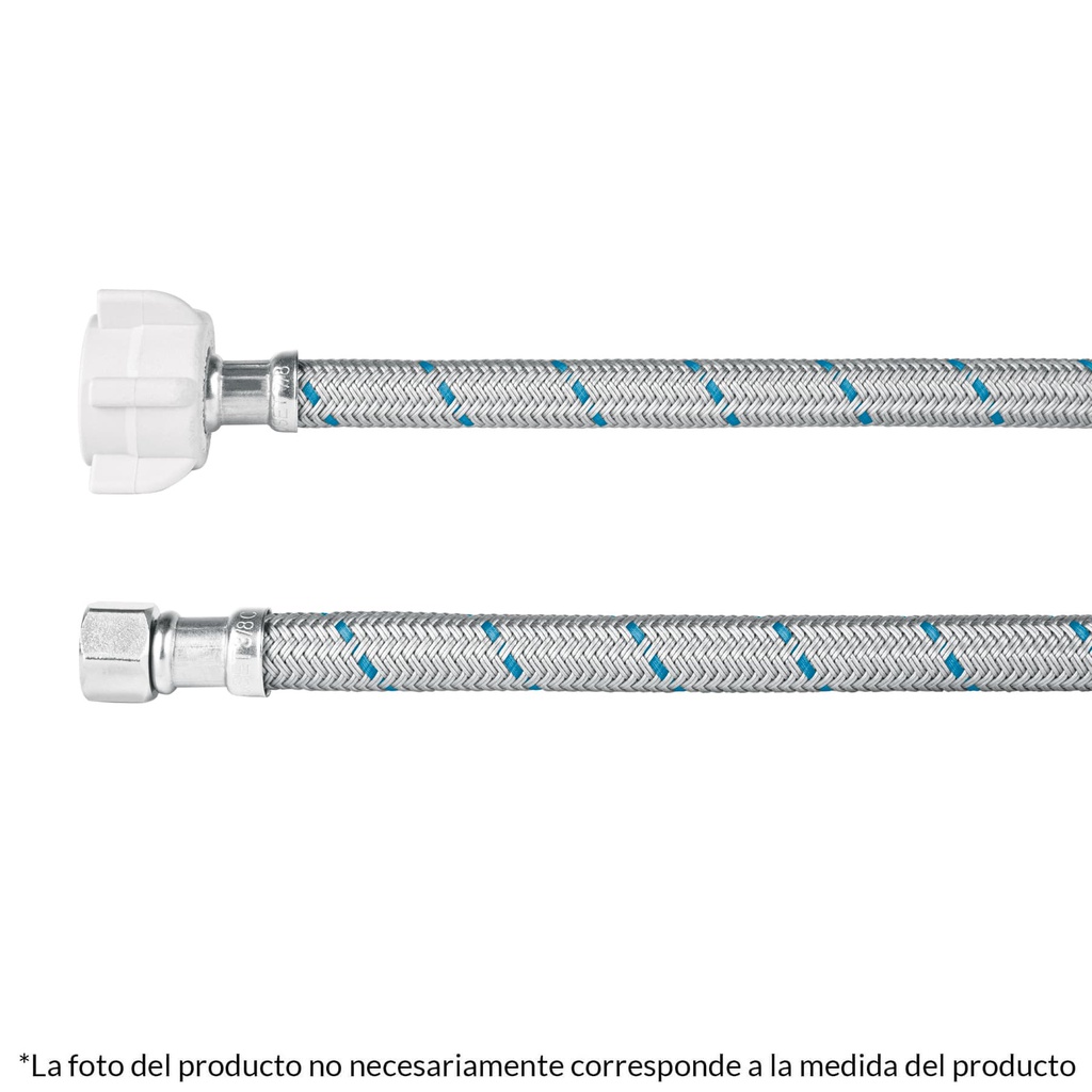 Manguera p/WC, vinilo gris, 3/8' x 7/8' tuerca plast, 30 cm