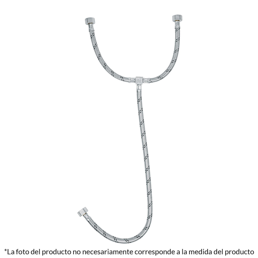 Manguera 'T' lavabo/fregadero,acero inox,3/8'x1/2'x1/2',55cm
