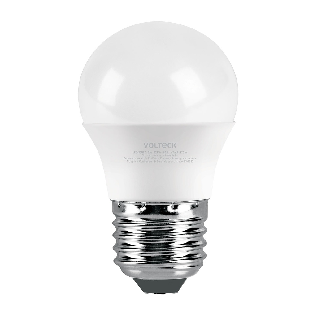 Lampara LED G45 3 W (equiv. 25 W), luz calida, caja, Volteck