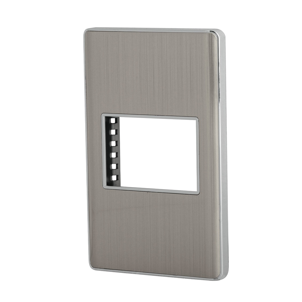 Placa de acero inox con 1 ventana 1.5 modulos, linea Lisboa