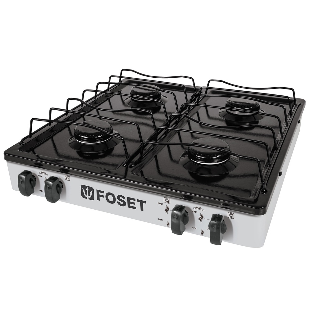 Parrilla de gas de sobreponer 4 quemadores, blanca, Foset