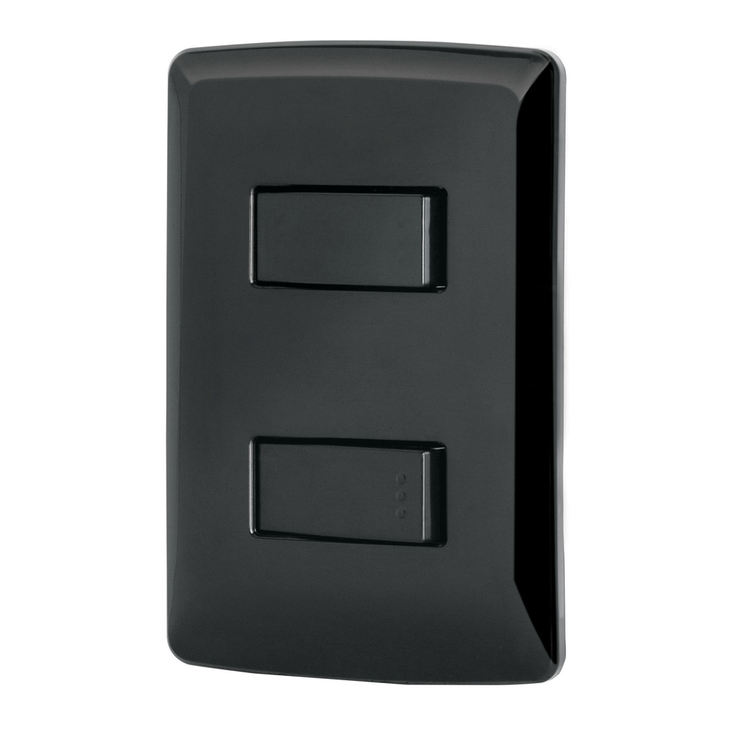 Placa armada 1 interruptor 1 escalera, negro, linea Italiana