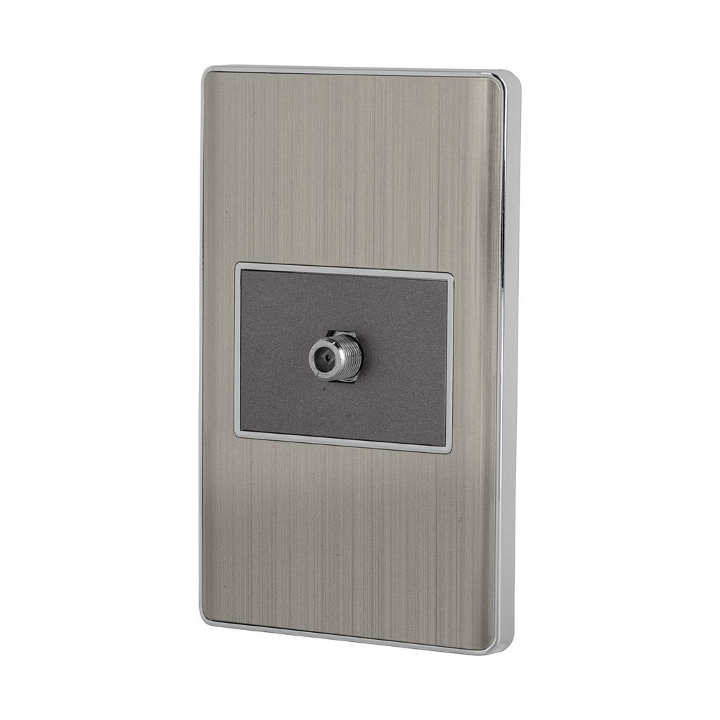 Placa armada acero inox 1 toma de TV, 1.5 modulos, Lisboa