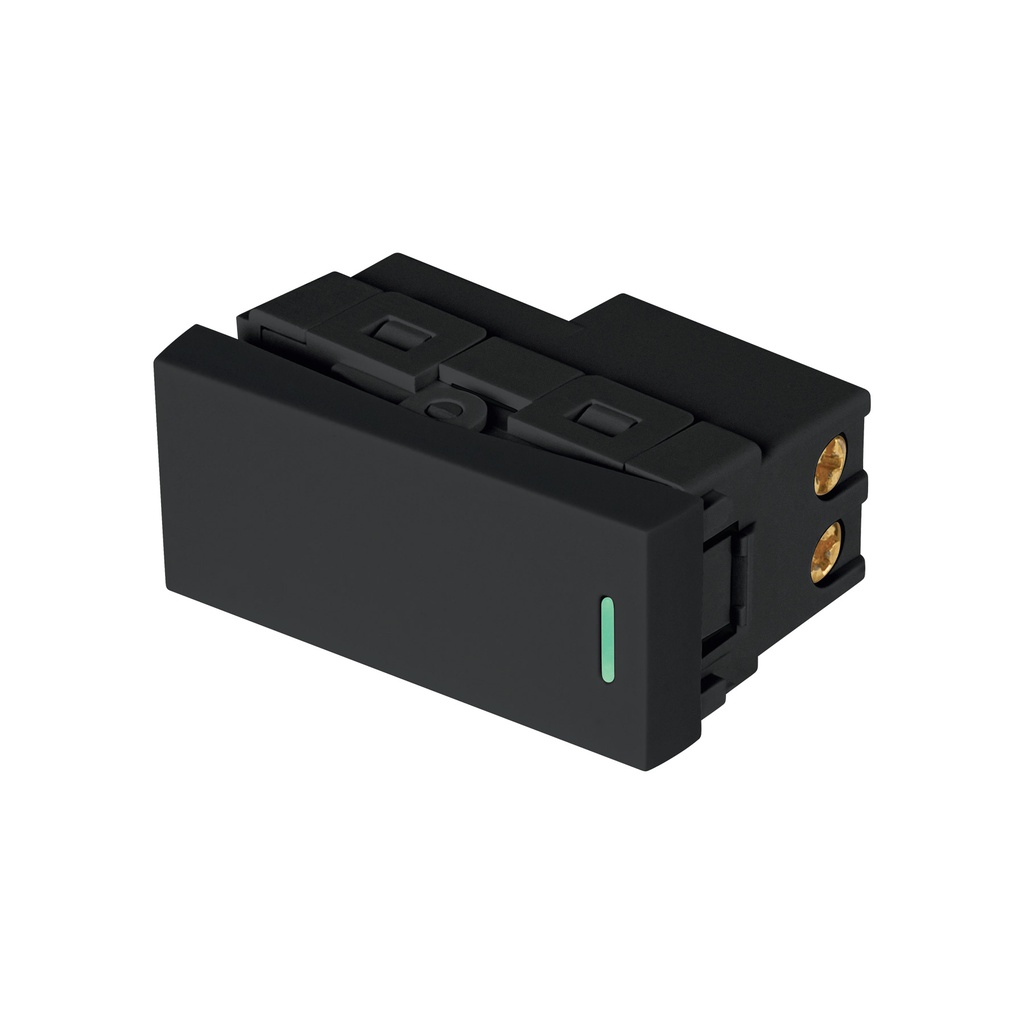 Interruptor de 3 vias negro de 1 modulo, linea Lisboa