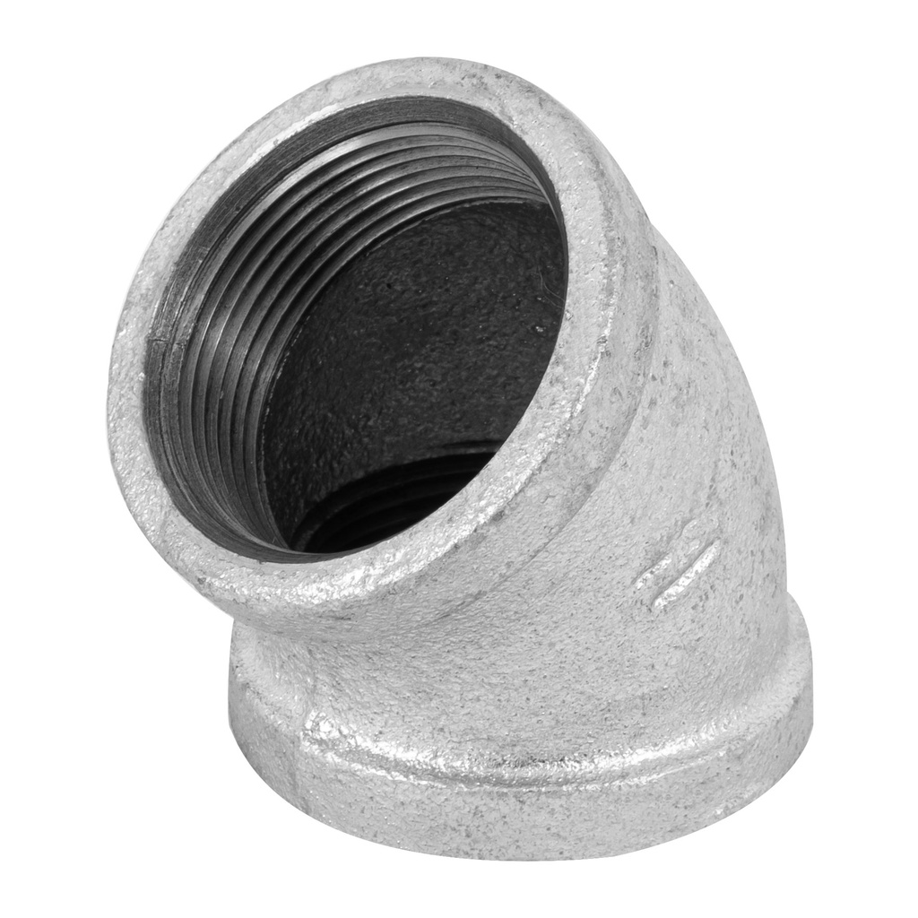 Codo 45° acero galvanizado de 1-1/2', Foset