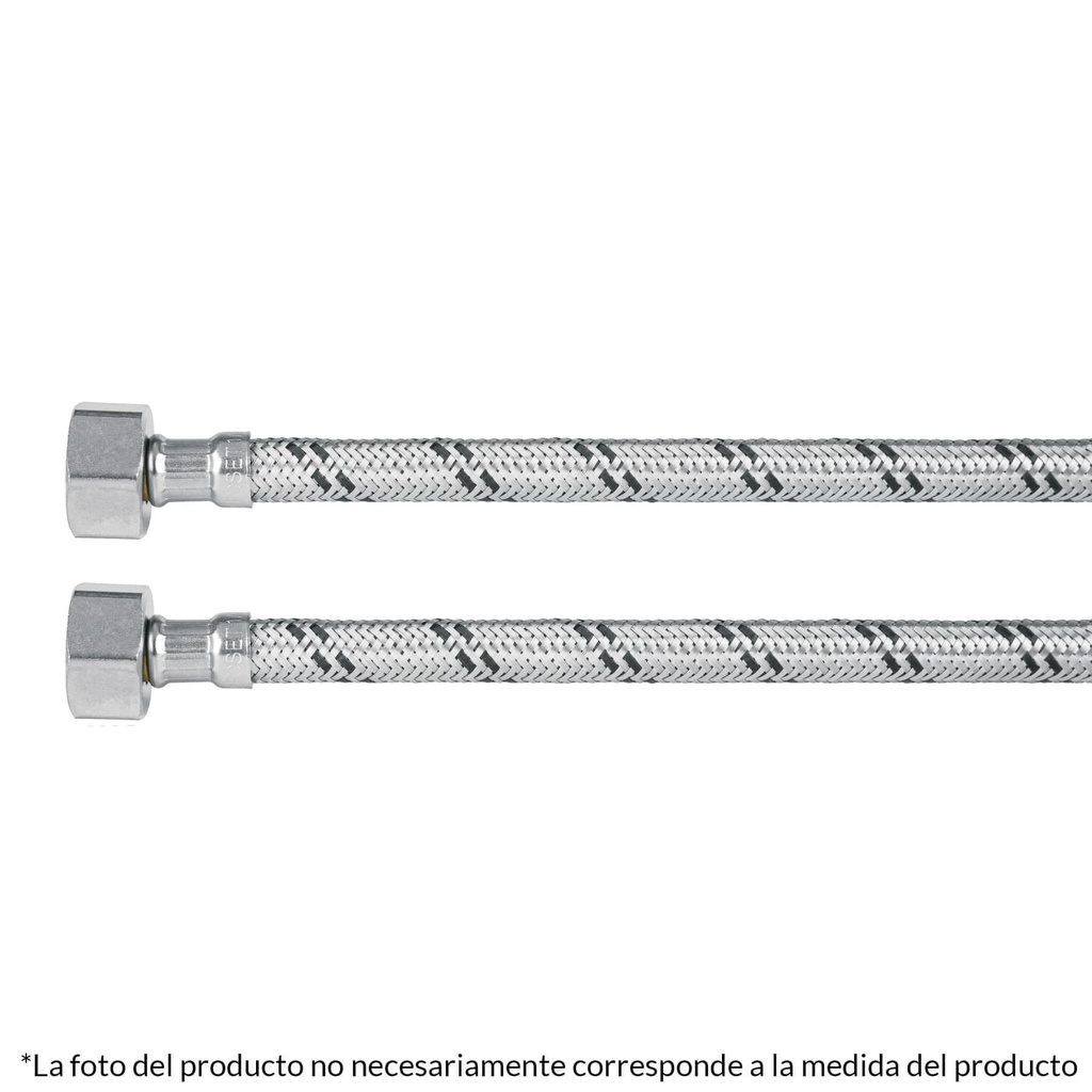 Manguera lavabo/fregadero, acero inox, 1/2' x 1/2', 100 cm