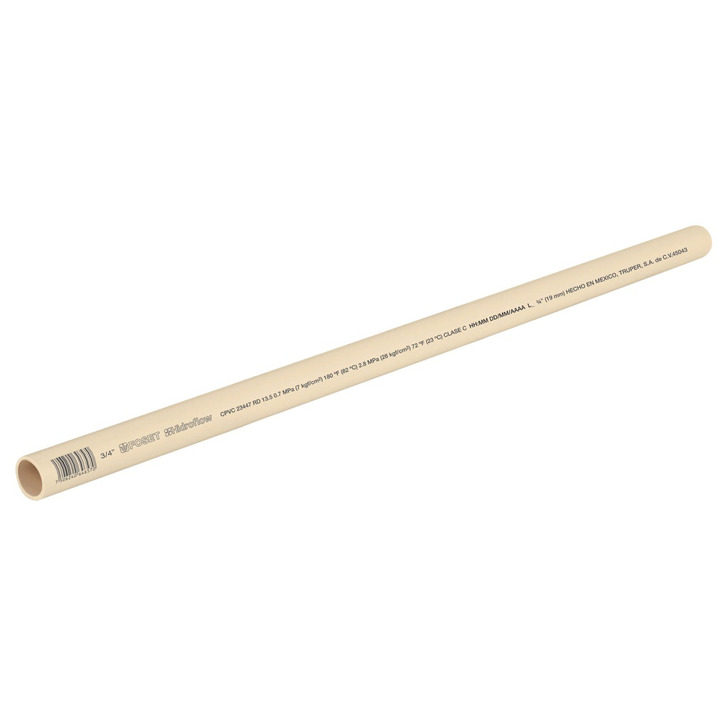 Tubo de 3/4' de CPVC hidraulico RD 13.5 de 3 m, Foset