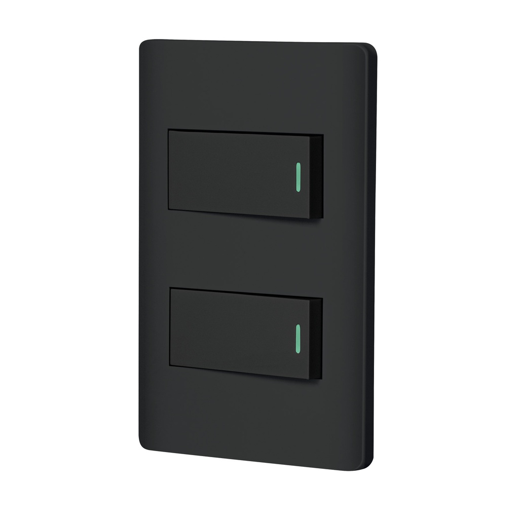 Placa armada negra 1 interruptor y 1 de 3 vias 1 mod,Lisboa