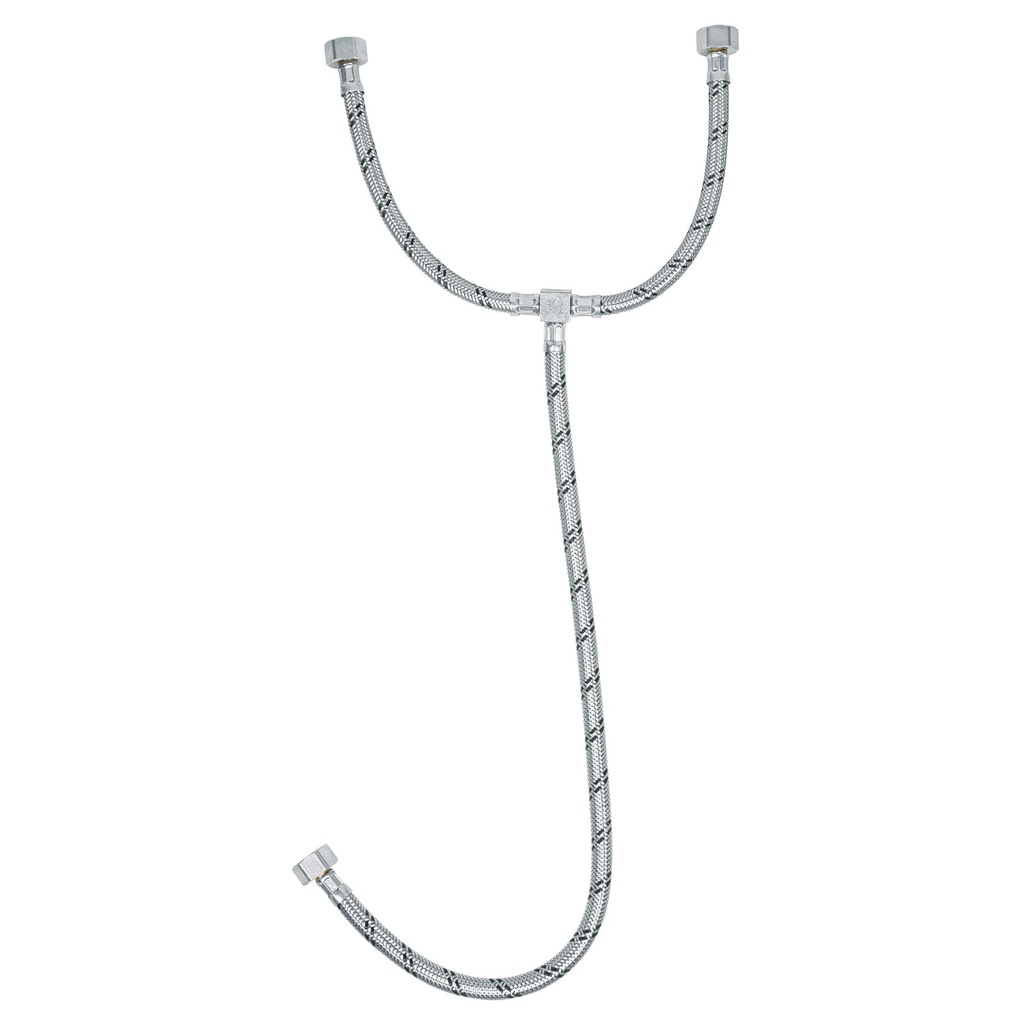 Manguera 'T' lavabo/fregadero,acero inox,1/2'x1/2'x1/2',55cm