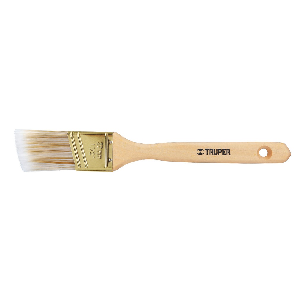 Brocha cerdas sinteticas 1-1/2' corte angular, mango madera