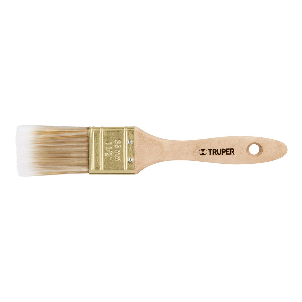 Brocha cerdas sinteticas 1-1/2' corte recto, mango de madera