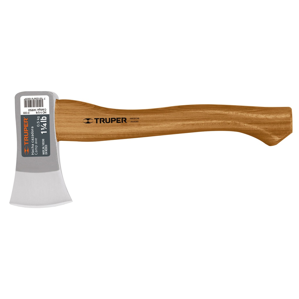 Hacha cazadora 1-1/4 lb, mango hickory 14', Truper