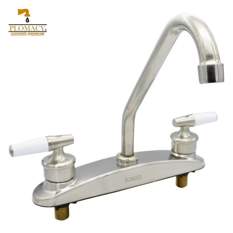 Mezcladora Para Fregadero 8" Satinada Maneal Tipo Palanca  Plomacy (PM8PS)