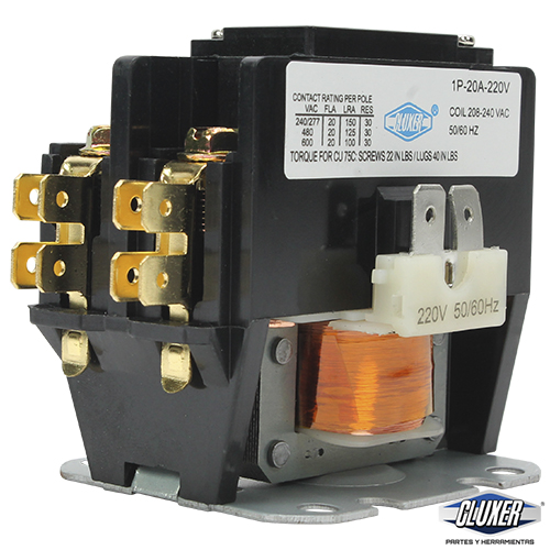 1 Contactor 1 Polo 20 Amps, Bobina 208-240vac, 50/60hz