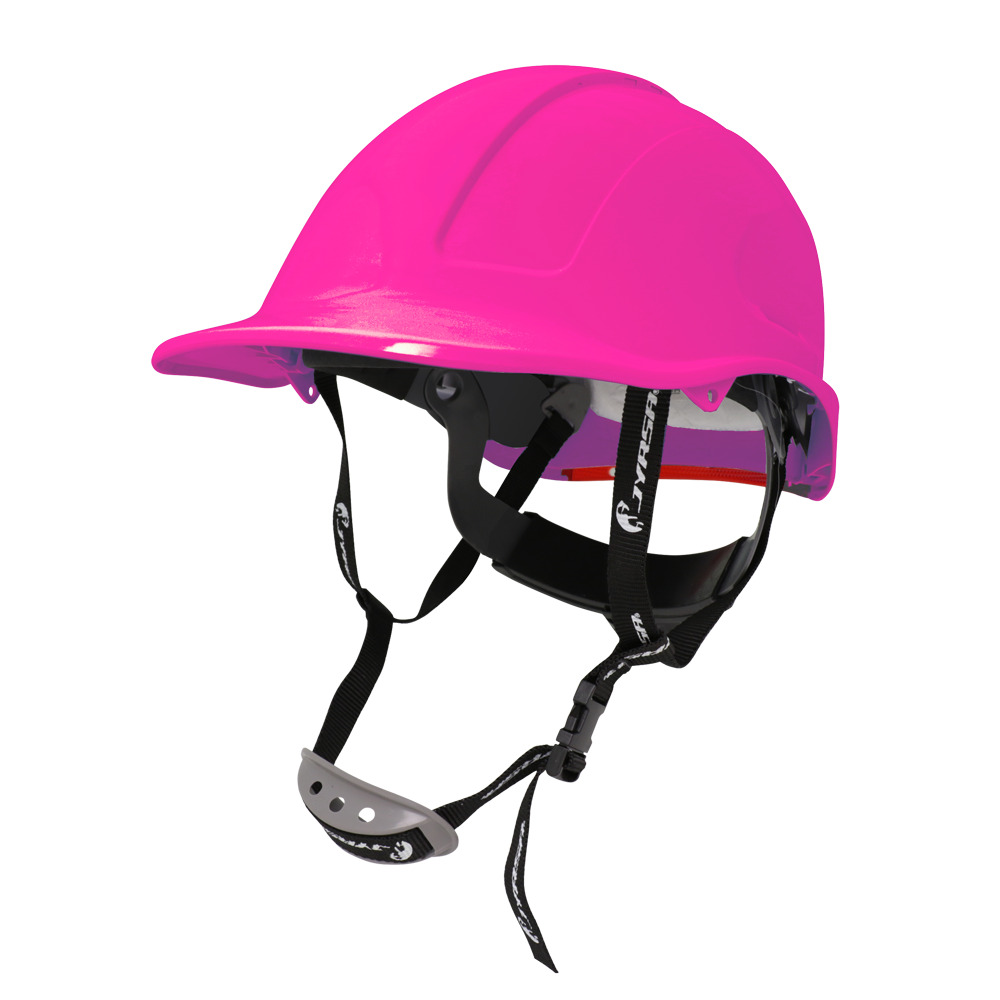 CASCO ROSA ALTA VISIBILIDAD ASSEMBLER AJUSTE DE MATRACA, REFLEJANTE, BARBOQUEJO