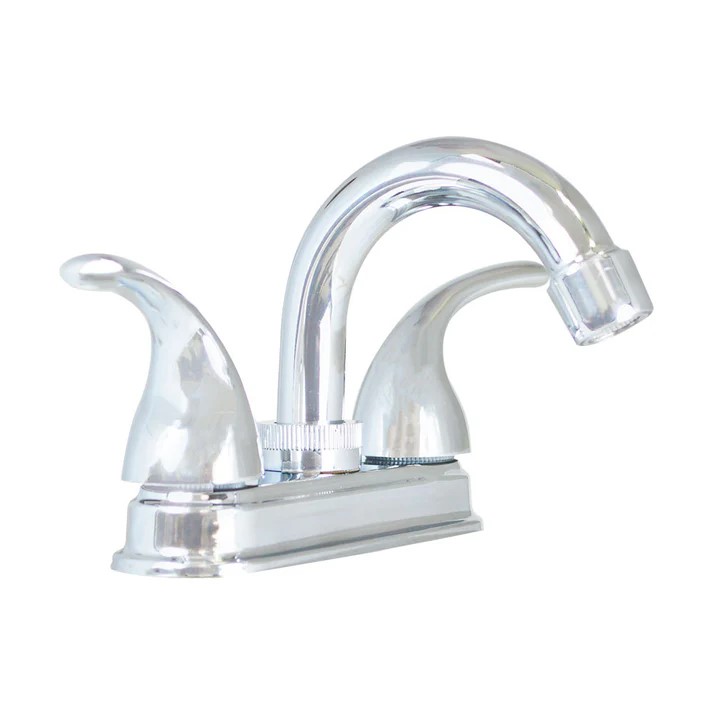 MEZCLADORA LAV. CROMO CUERPO BCE., CUB.Y PICO AC.INOX.MAN.GEMINIS