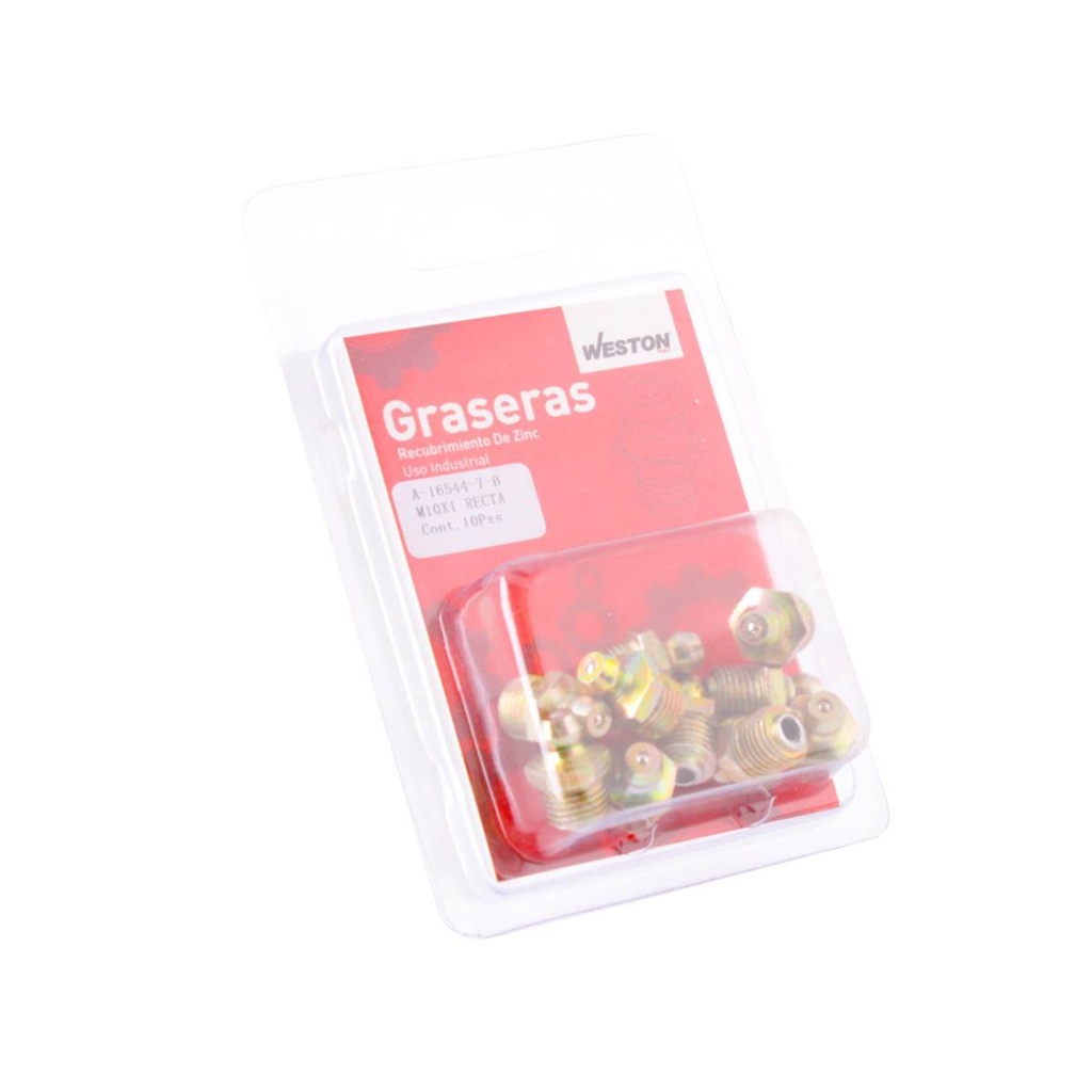 GRASERA M10 X 1  RECTA BLISTER DE 10 PIEZAS