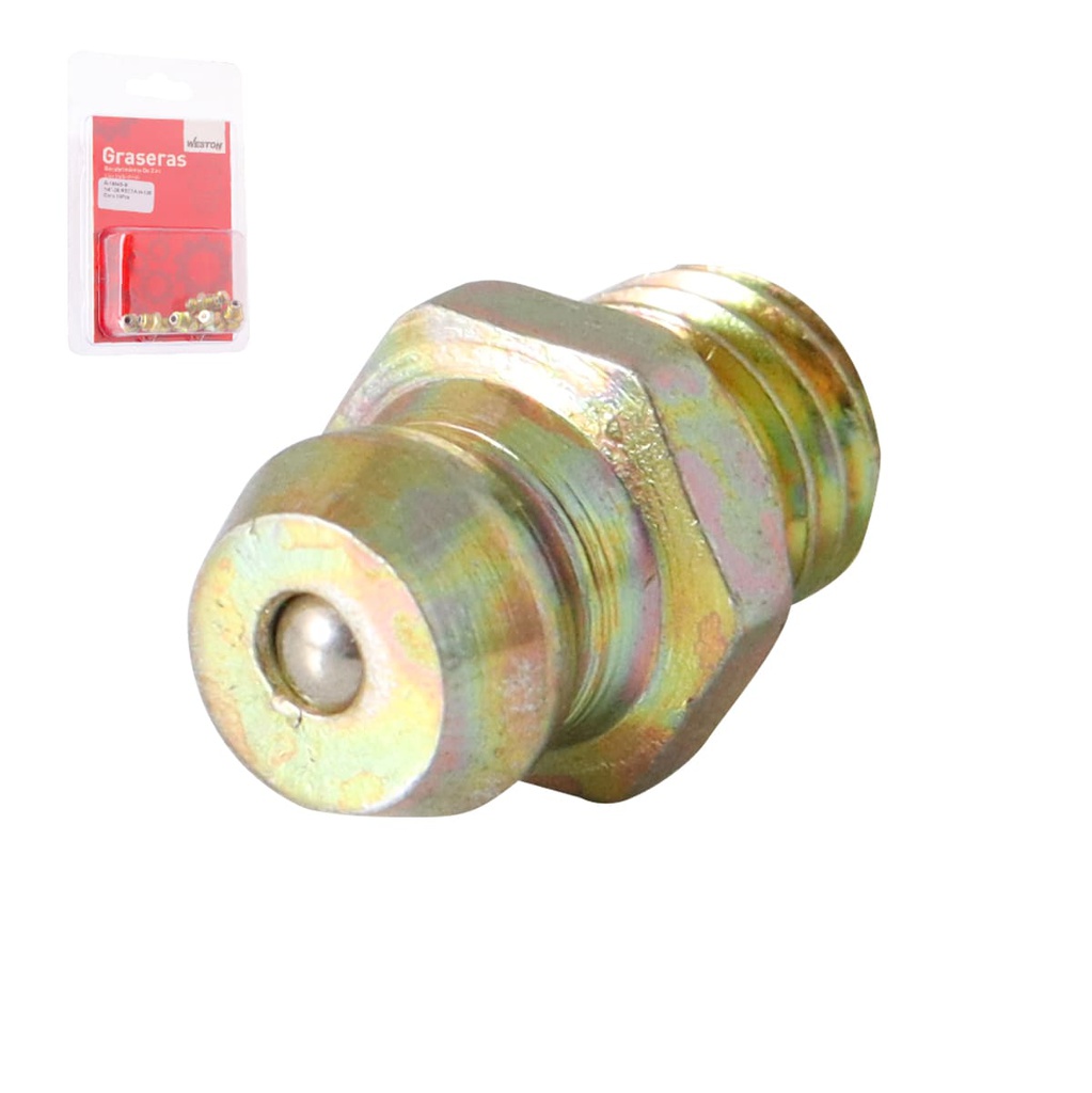 GRASERA 1/4"-28 RECTA H-100 BLISTER DE 10 PIEZAS