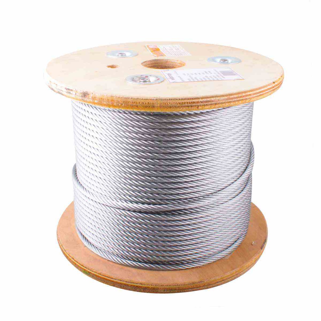 CABLE DE ACERO GALVANIZADO 7X19 3/16&quot; ROLLO 100M