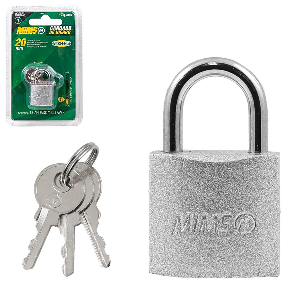 CANDADO DE HIERRO 25MM C/3 LLAVES (CAJA C/12 PZAS - PRECIO X PIEZA)