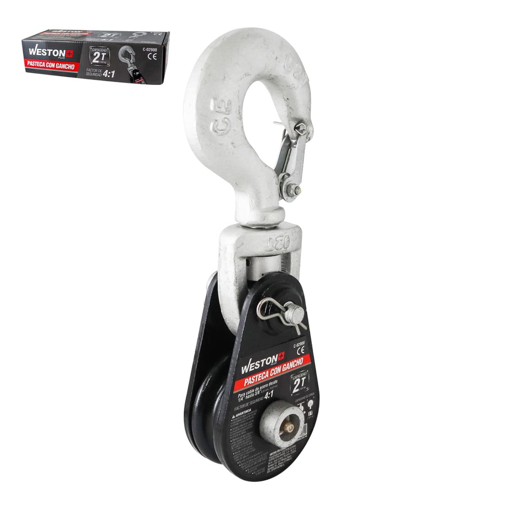 PASTECA GIRATORIA 2T-3" C/GANCHO P/CABLE D/ACERO 3/8" WESTON PLUS