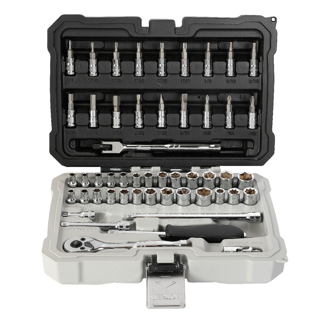 JUEGO  D/51 DADOS CUADRO 1/4" FRACC. Y METRIC. P/MECANICO