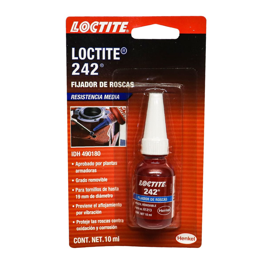 LOCTITE 242 FIJADOR DE ROSCAS RESISTENCIA REMOVIBLE 10 ml