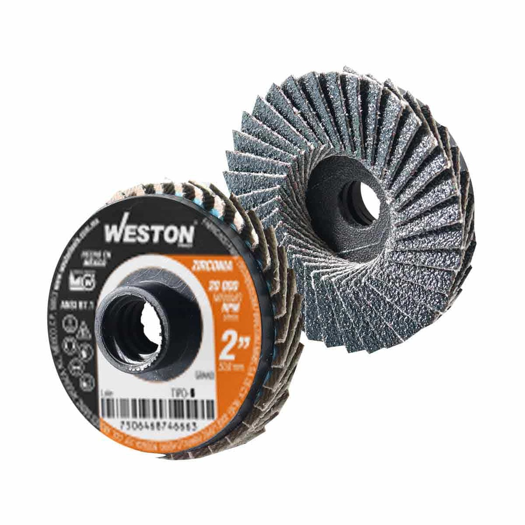 MINI DISCO LAMINADO D/CAMBIO RAPIDO 2" TIPO S ZIRCONIA G036 (Precio x Pieza – Bolsa c/20 pzs)