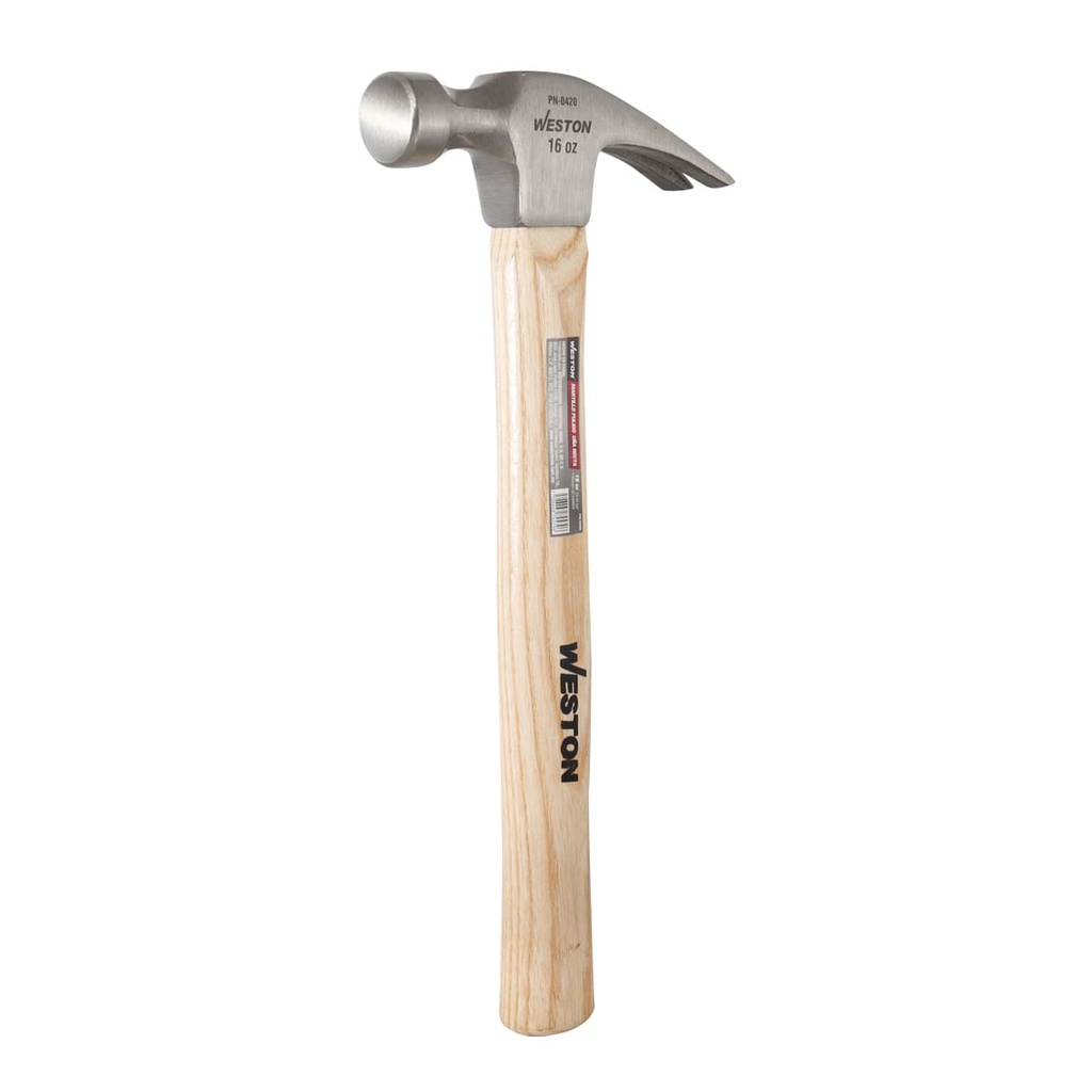 MARTILLO PULIDO UÑA RECTA 16 OZ MANGO 13" DE MADERA