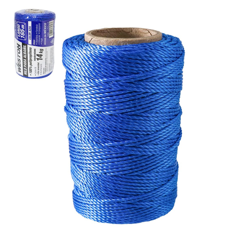 HILO PARA ALBAÑIL DE POLIPROPILENO CAL. 18 AZUL GDE 165M